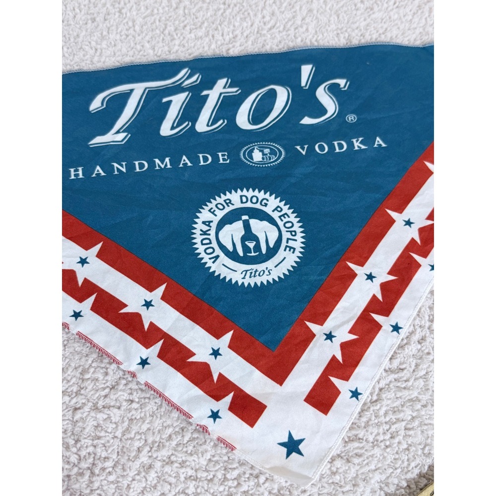 Titos Handmade Vodka For Dog People Bandana Patriotic Stars Red White Blue Pet
